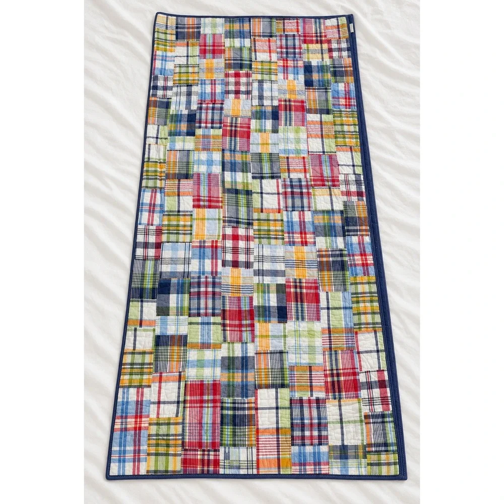 Pottery Barn Kids Queen Madras Plaid Patchwork Reversible Cotton Quilt